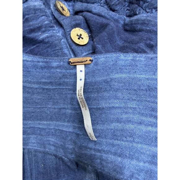 Free People Blue Jumpsuit Women Balloon Leg Button Up Retro Boho  Preppy Small - Picture 12 of 13